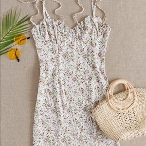 Shein knotted shoulder floral print sundress